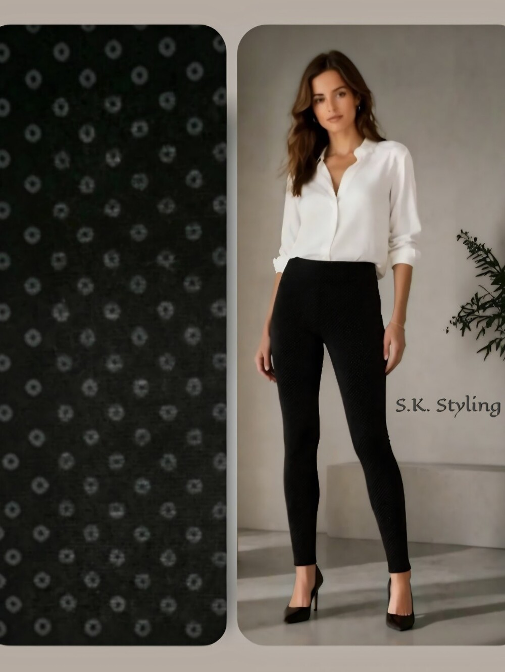 NWT White House Black Market Black Iron Gray Dot Ponte Knit Leggings size XS S
